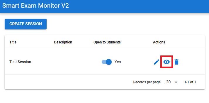 Screenshot showing the monitoring button