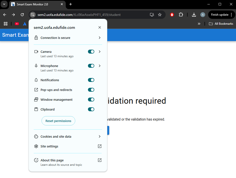 Screenshot showing the permissions dialog