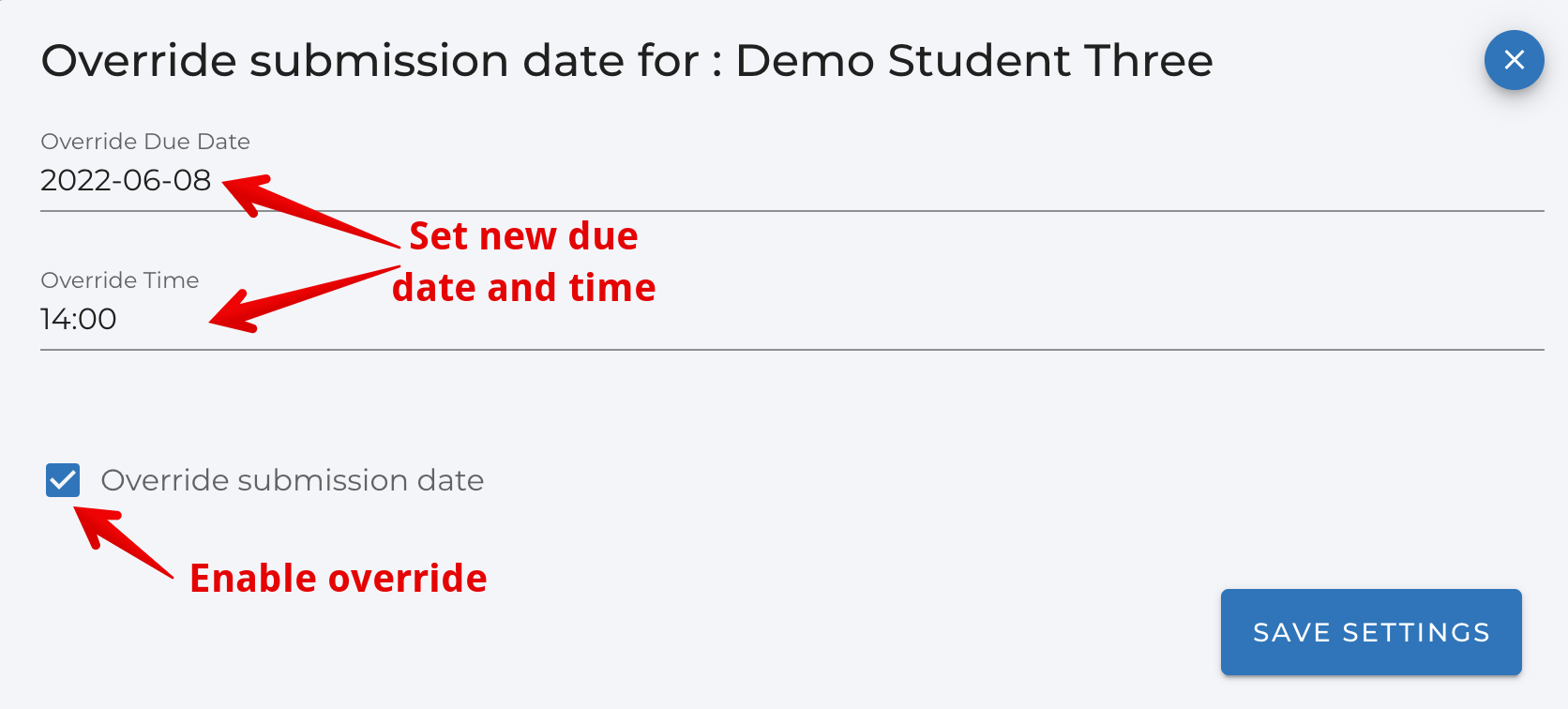 Screenshot showing the extension dialog in Assign2